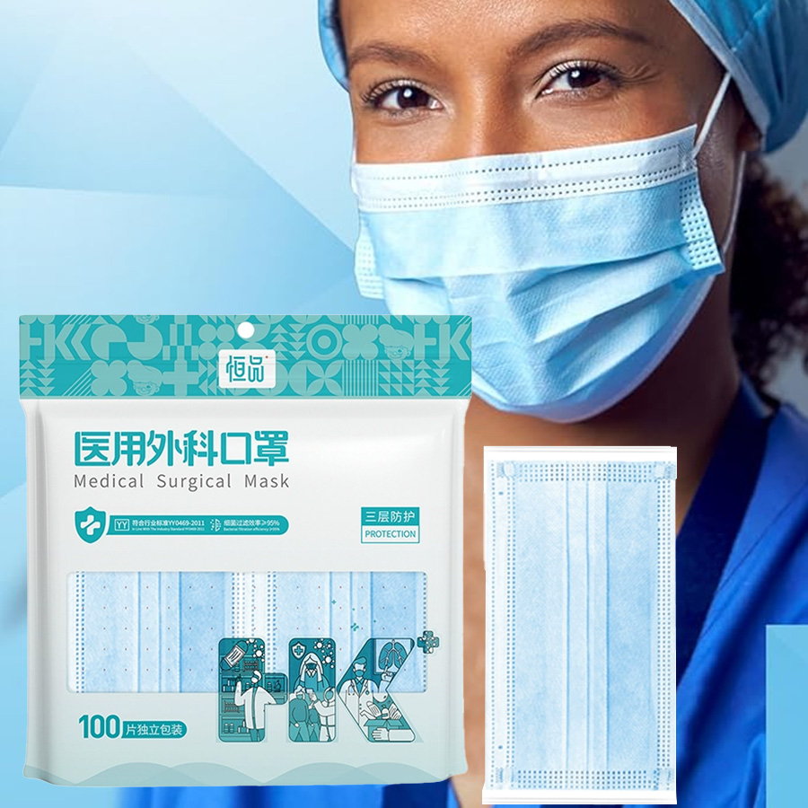 Disposable Mask Blue - 100 Pezzi Maschere Monouso per Adulti
